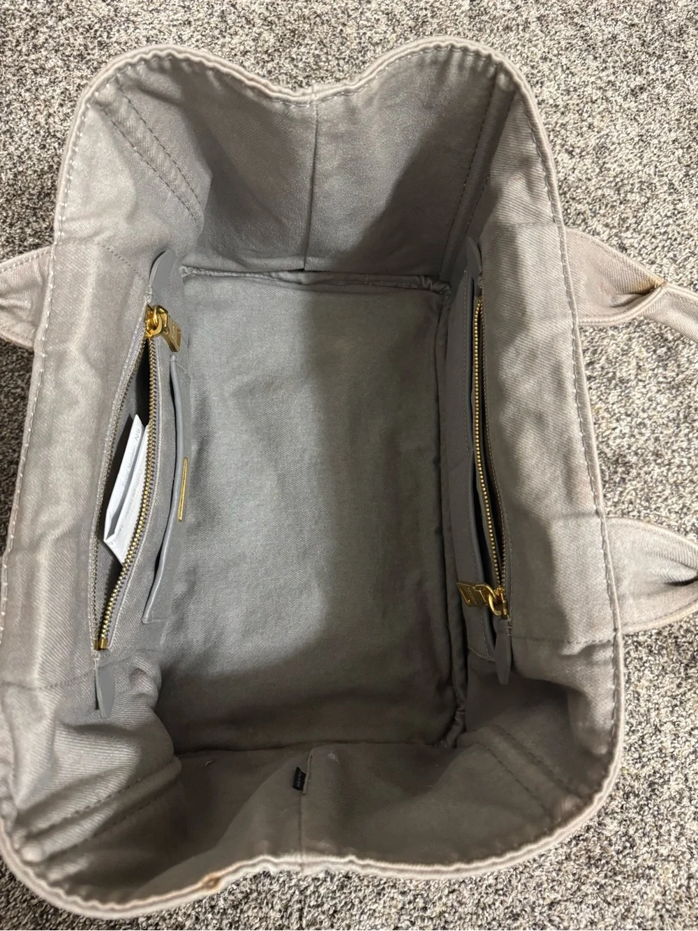 Prada Gray Canvas Tote with White Logo